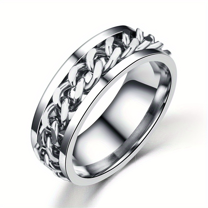 Men's Rotatable Stainless Steel Single Ring